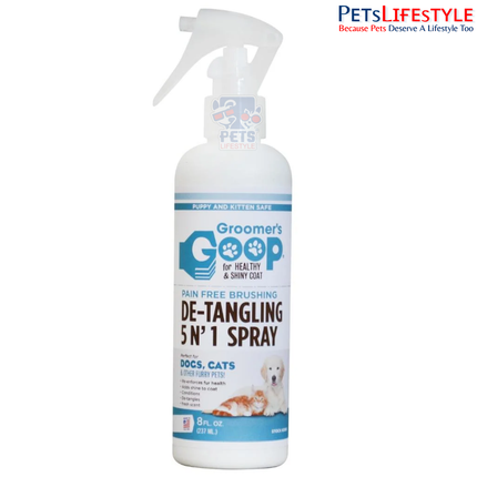 Groomer's Goop 5-in-1 Detangling Spray for Dogs & Cats – 236 ml