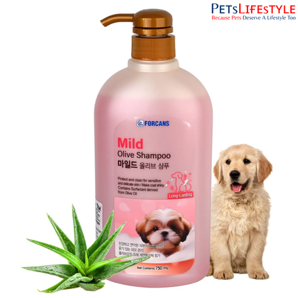 Forcans Mild Olive Shampoo for Dogs – Aloe Vera & Coconut Extract Gentle Puppy Shampoo