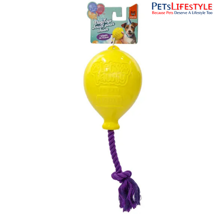 FOFOS Birthday Balloon W Giggle Sound Dog Toy – Rubber Balloon Toy with Cotton Rope for Dogs