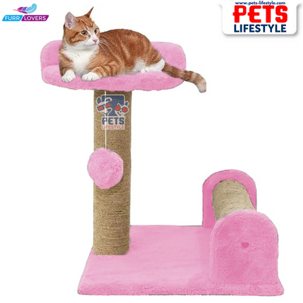 Canine Desk Soft Fur Fabric Activity Dual Jute Rope Scratching Post Cat Tree for Kittens & Cats