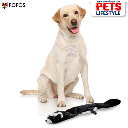 FOFOS Dog Toy Skinneez Skunk Toy – Stuffing-Free Plush Toy with Dual Squeakers