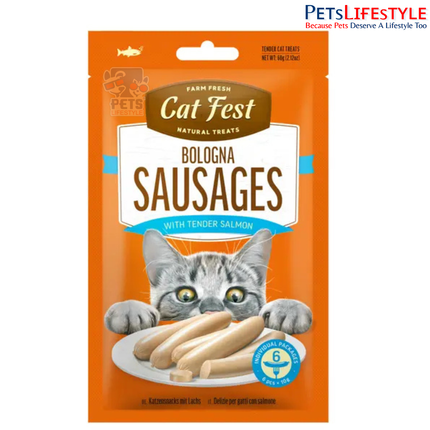 Catfest Bologna Sausages with Tender Salmon – Meaty Cat Treats for Adult Cats