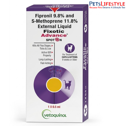 Vetoquinol Fixotic Advance (Fipronil) Tick & Flea Control Spot On for Cats