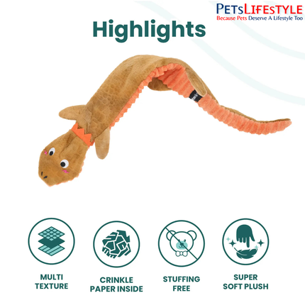 ZippyPaws Rope Reptilez Bearded Dragon Dog Toy – Rope Tug & Crinkle Toy for Dogs