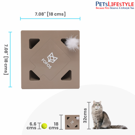 FOFOS ErratiCat Interactive Cat Toy – White, PIR Infrared Auto-Motion Toy with Real Feathers & Auto-Sleep Mode, Battery-Operated