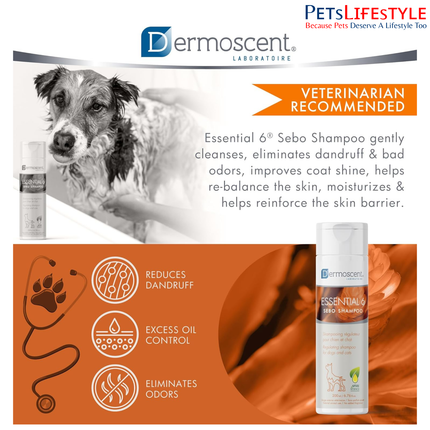 Savavet Dermoscent Essential 6 Sebo Shampoo for Dogs & Cats – Sebo-Regulating Anti-Dandruff Shampoo (200 ml)