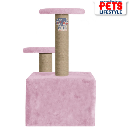 Canine Desk Soft Fur Activity Cat Tree – Natural Sisal Scratching Posts & Hanging Ball Toys