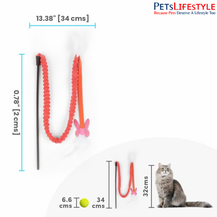 FOFOS Cat Teaser Toy 2-Pack – Interactive Cat Wand Toys with Catnip & Feathers