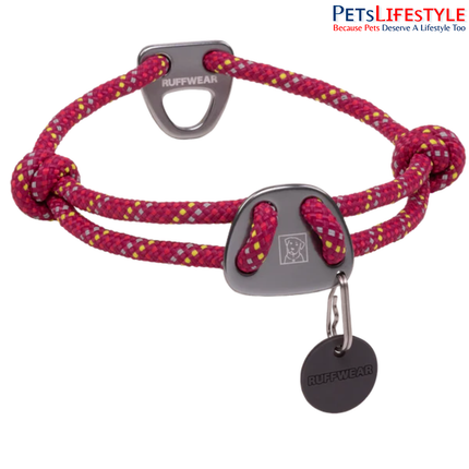 Ruffwear Knot-a-Collar Hibiscus Pink | Reflective Climbing Rope Dog Collar with Aluminum V-Ring