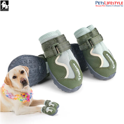 Truelove Pet Boots – Waterproof TPR Sole Dog Shoes ( 4 SHOES ) Outdoor Protection Boots