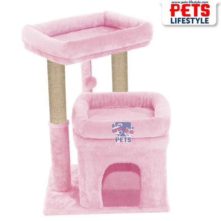 Canine Desk Kitten Cat Tree – Condo with Scratching Posts, Detachable Beds, Hanging Ball & Removable Cover