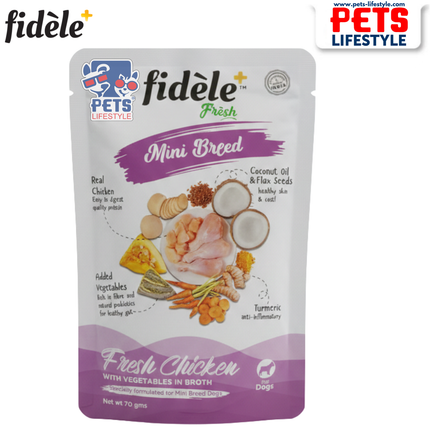 Fidele+ Mini Breed Fresh Chicken & Egg with Vegetables Wet Dog Food 70g