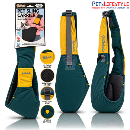 Petaholic Pet Sling Carrier for Dogs & Cats | Hands-Free Breathable Shoulder Travel Carrier