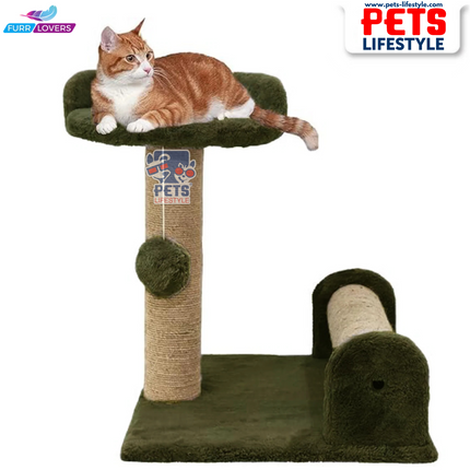 Canine Desk Soft Fur Fabric Activity Dual Jute Rope Scratching Post Cat Tree for Kittens & Cats
