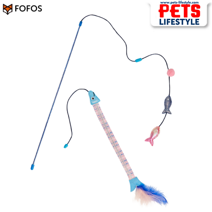 FOFOS Sardine Wand 2 Pack Interactive Cat Toy with Catnip & Replaceable Tops