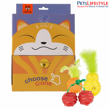 Fofos Fruity Netting Ball Cat Toy (Assorted) – Fruit-Themed Netting Ball with Bell Inside for Kittens & Cats