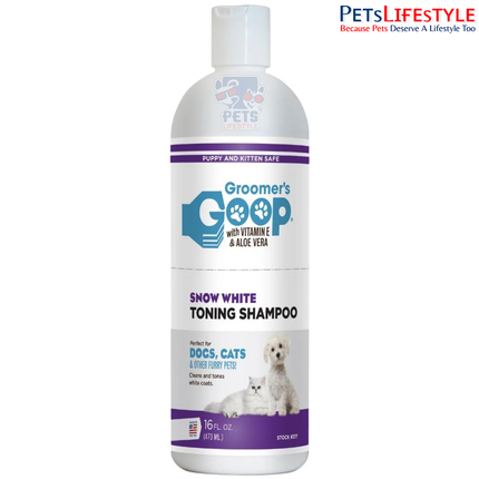 Groomer's Goop Snow White Toning Shampoo for Dogs & Cats – 473 ml