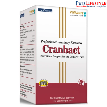 Vivaldis Cranbact Capsules for Dogs & Cats – Cranberry Urinary Tract Support (Pack of 30)