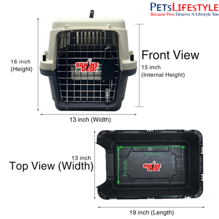 Canine Desk Flight Carrier (19 x 13 x 16 Inches) | IATA Airline Approved Small Dog, Puppy & Kitten Travel Crate