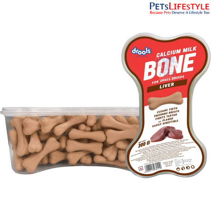 Drools Calcium Milk Bone Dog Treats – Liver Flavour | Calcium-Rich Dental Chews for Strong Bones & Healthy Teeth | 300g & 600g