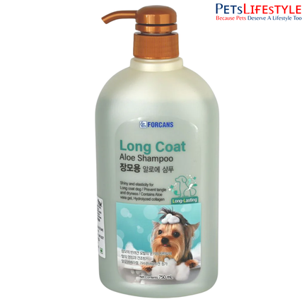 Forcans Long Coat Aloe Shampoo 750 ML for Dogs & Cats  – Deep Nourishing Shampoo for Long Hair Pets