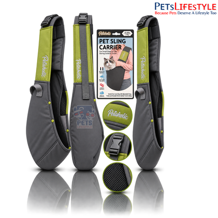 Petaholic Pet Sling Carrier for Dogs & Cats | Hands-Free Breathable Shoulder Travel Carrier