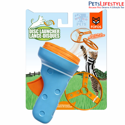 FOFOS Lure Ring Launcher Cat Toy with 6 Rings – Interactive Hand-Held Spinning Launcher for Active Play