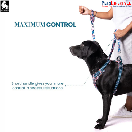 Truelove Multi Handle Floral Leash – Navy Blazer – Premium Control Dog Leash