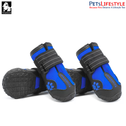 Truelove  Dog Boots (Royal Blue) Waterproof Dog Shoes , Non-Slip Paw Protection ( 4 SHOES )