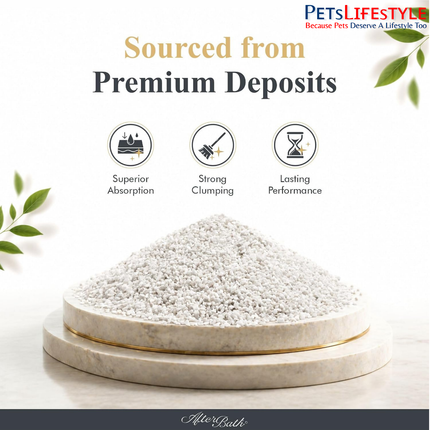 Afterbath Zero Crushed Bentonite Cat Litter (Unscented) – Bio-Enzymatic Odour Control, Dust-Free Clumping Clay Litter – 5 Kg