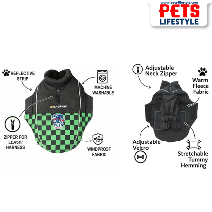 PᴇᴛsLɪғᴇsᴛʏʟᴇ Racing Jacket Dog Winter Coat (Green) – Windproof, Waterproof, Ultra Warm Fleece Lined Pet Jacket