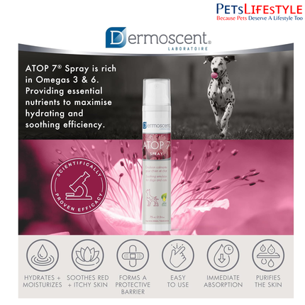 Dermoscent ATOP7 Spray for Dogs & Cats – Soothing Anti-Itch Skin Relief Spray