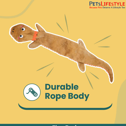 ZippyPaws Rope Reptilez Bearded Dragon Dog Toy – Rope Tug & Crinkle Toy for Dogs
