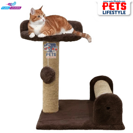 Canine Desk Soft Fur Fabric Activity Dual Jute Rope Scratching Post Cat Tree for Kittens & Cats