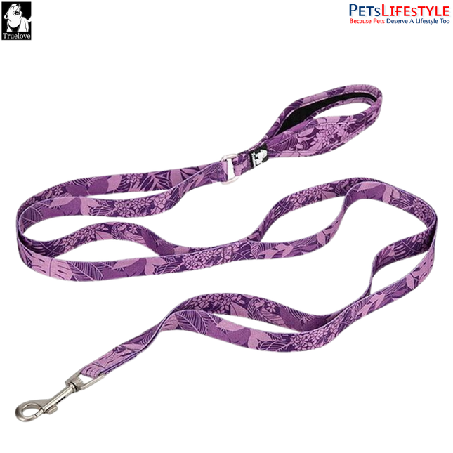 Truelove Multi Handle Floral Leash – Camouflage Purple – Premium Control Dog Leash