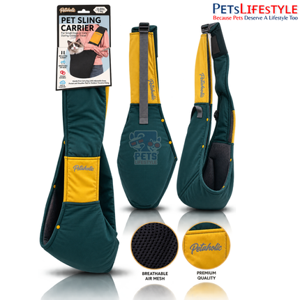 Petaholic Pet Sling Carrier for Dogs & Cats | Hands-Free Breathable Shoulder Travel Carrier