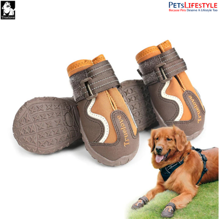 Truelove Pet Boots – Waterproof TPR Sole Dog Shoes ( 4 SHOES ) Outdoor Protection Boots