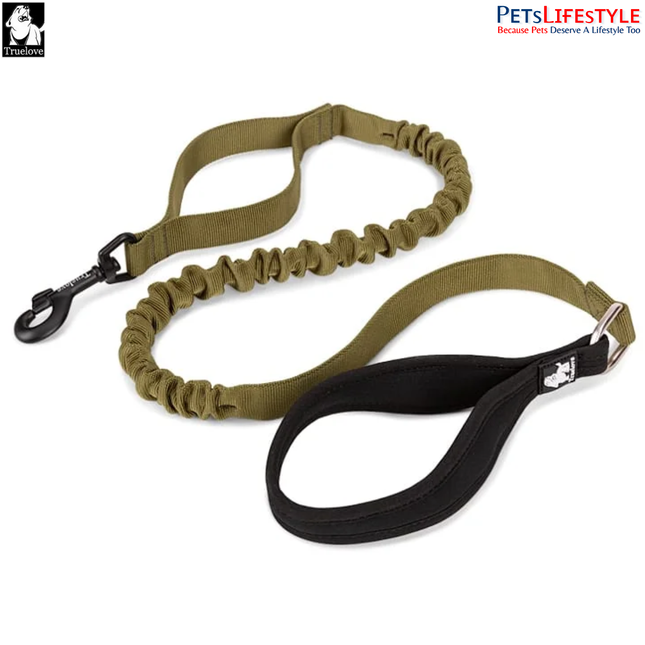 Truelove Bungee Leash – Army Green – Durable Stretch Control Dog Leash