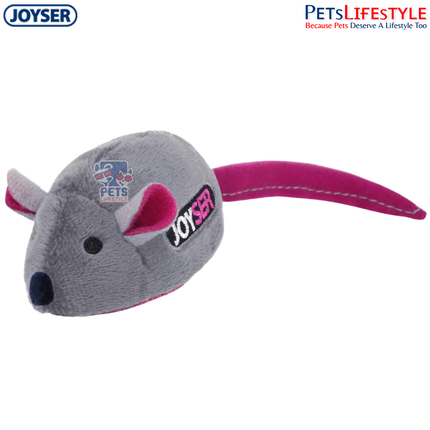 JOYSER Sound Chip Mouse Plush Cat Toy – Grey | Motion-Activated Electronic Toy