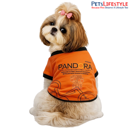 Petaholic "PANDORA" Graphic Print Summer Collection Round Neck Dog T-Shirt | Soft Cotton Summer Wear for Dogs