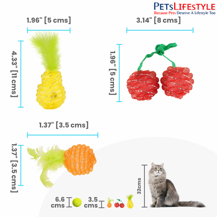 Fofos Fruity Netting Ball Cat Toy (Assorted) – Fruit-Themed Netting Ball with Bell Inside for Kittens & Cats