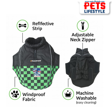 PᴇᴛsLɪғᴇsᴛʏʟᴇ Racing Jacket Dog Winter Coat (Green) – Windproof, Waterproof, Ultra Warm Fleece Lined Pet Jacket