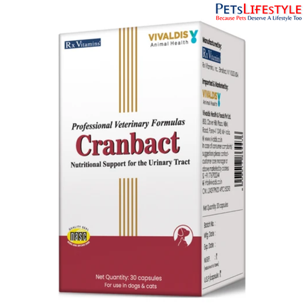 Vivaldis Cranbact Capsules for Dogs & Cats – Cranberry Urinary Tract Support (Pack of 30)