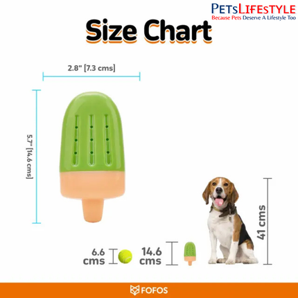 FOFOS Cooling Ice Lolly Green – Freezable Dog Chew Toy with Cooling Gel for Puppies & Small to Medium Dogs