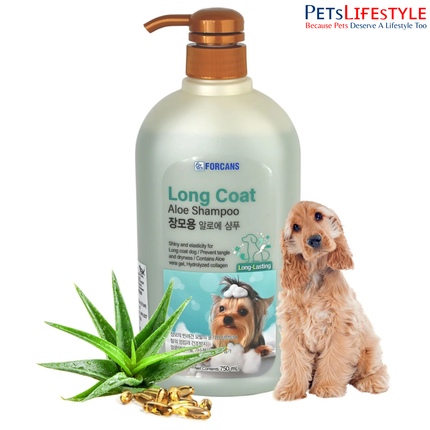 Forcans Long Coat Aloe Shampoo 750 ML for Dogs & Cats  – Deep Nourishing Shampoo for Long Hair Pets