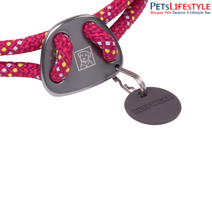 Ruffwear Knot-a-Collar Hibiscus Pink | Reflective Climbing Rope Dog Collar with Aluminum V-Ring