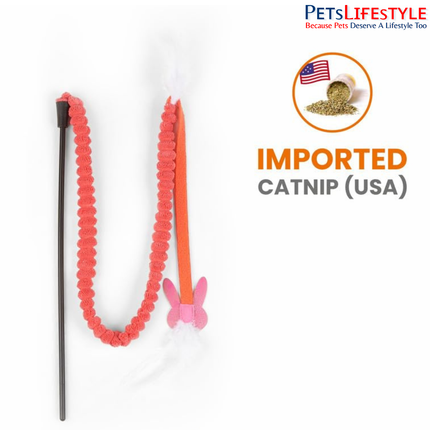 FOFOS Cat Teaser Toy 2-Pack – Interactive Cat Wand Toys with Catnip & Feathers