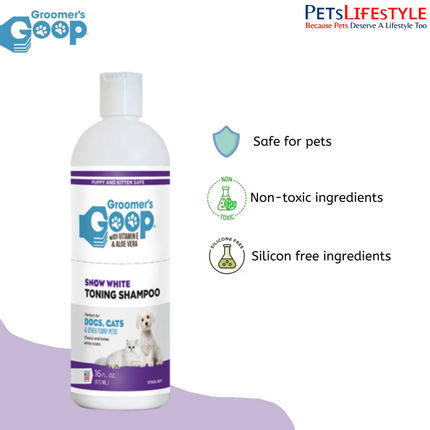 Groomer's Goop Snow White Toning Shampoo for Dogs & Cats – 473 ml