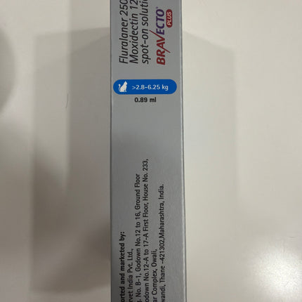 MSD Animal Health Bravecto Plus (Brand MSD) 250mg (2.8 - 6.25 kg) (Fluralaner) Spot On Solution Cats Advanced Parasite Protection