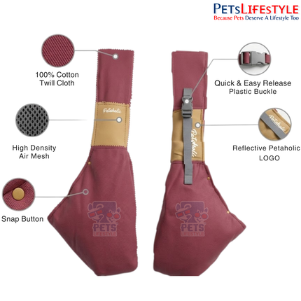 Petaholic Pet Sling Carrier for Dogs & Cats | Hands-Free Breathable Shoulder Travel Carrier